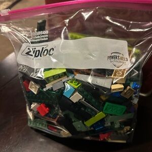 Lego Mixed Color Brick Lot - Green, Blue, Red, Tan, Black, White, Pink